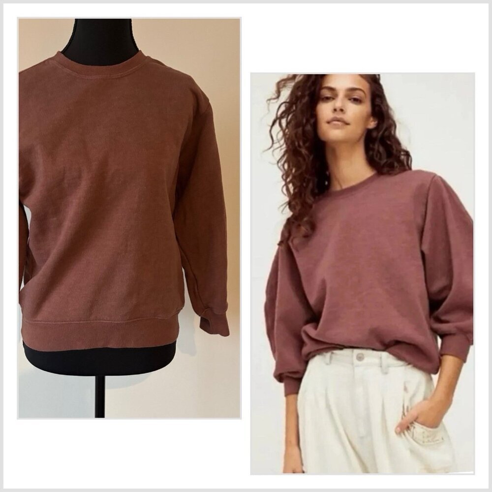 AGOLDE Womens Thora 3/4 Sleeve Sweatshirt Rhubarb Heather Size S Capsule Autumn